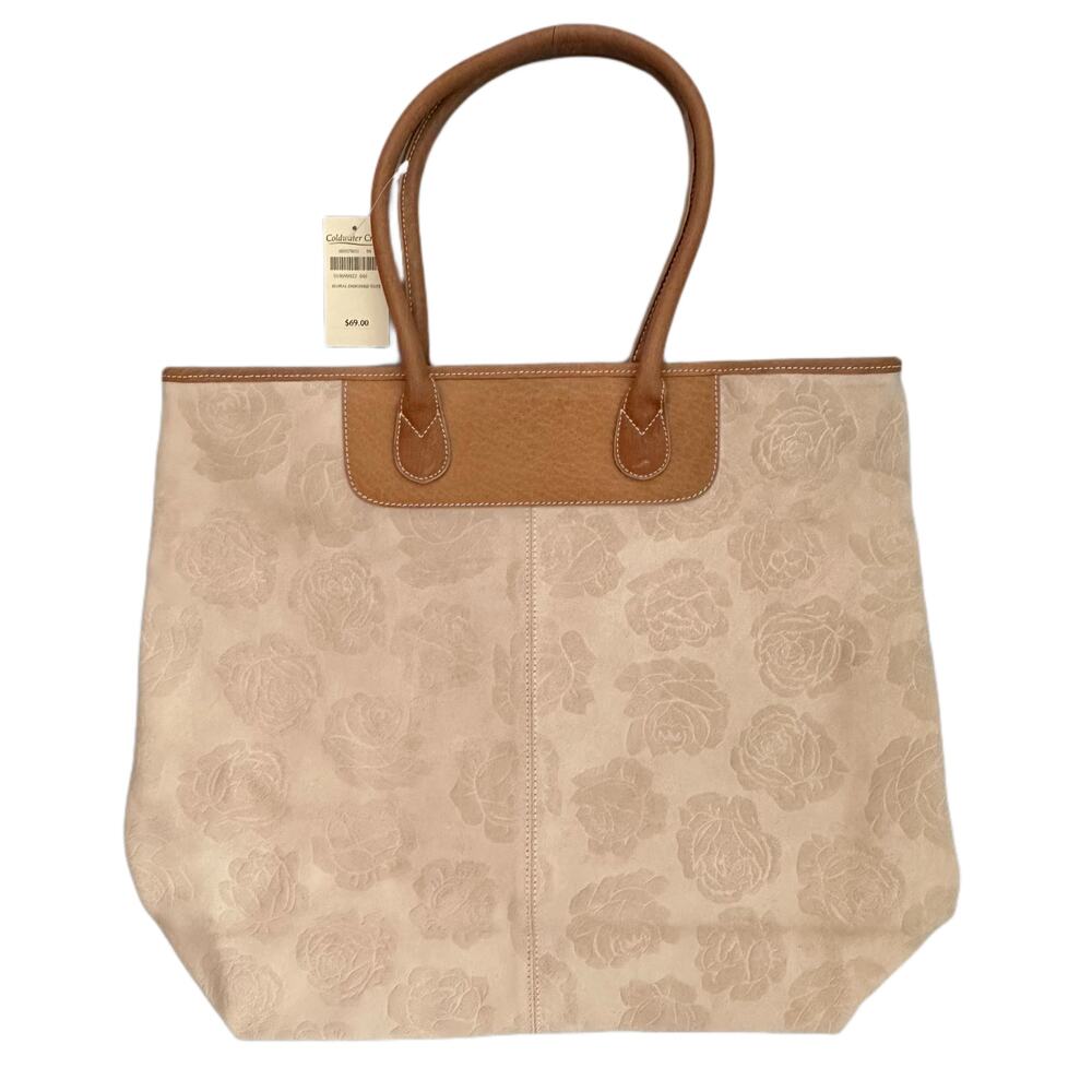 Coldwater Creek vintage NWT floral sueade and leather tote
